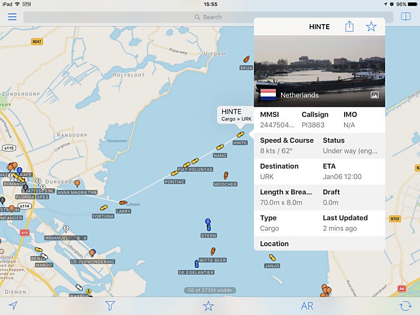 Volg het scheepvaartverkeer bij jou in de buurt of ver weg met Ship Finder