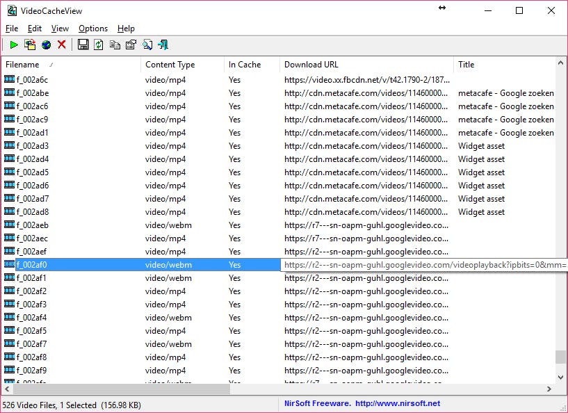 Alle bestanden in je cache worden gevonden.