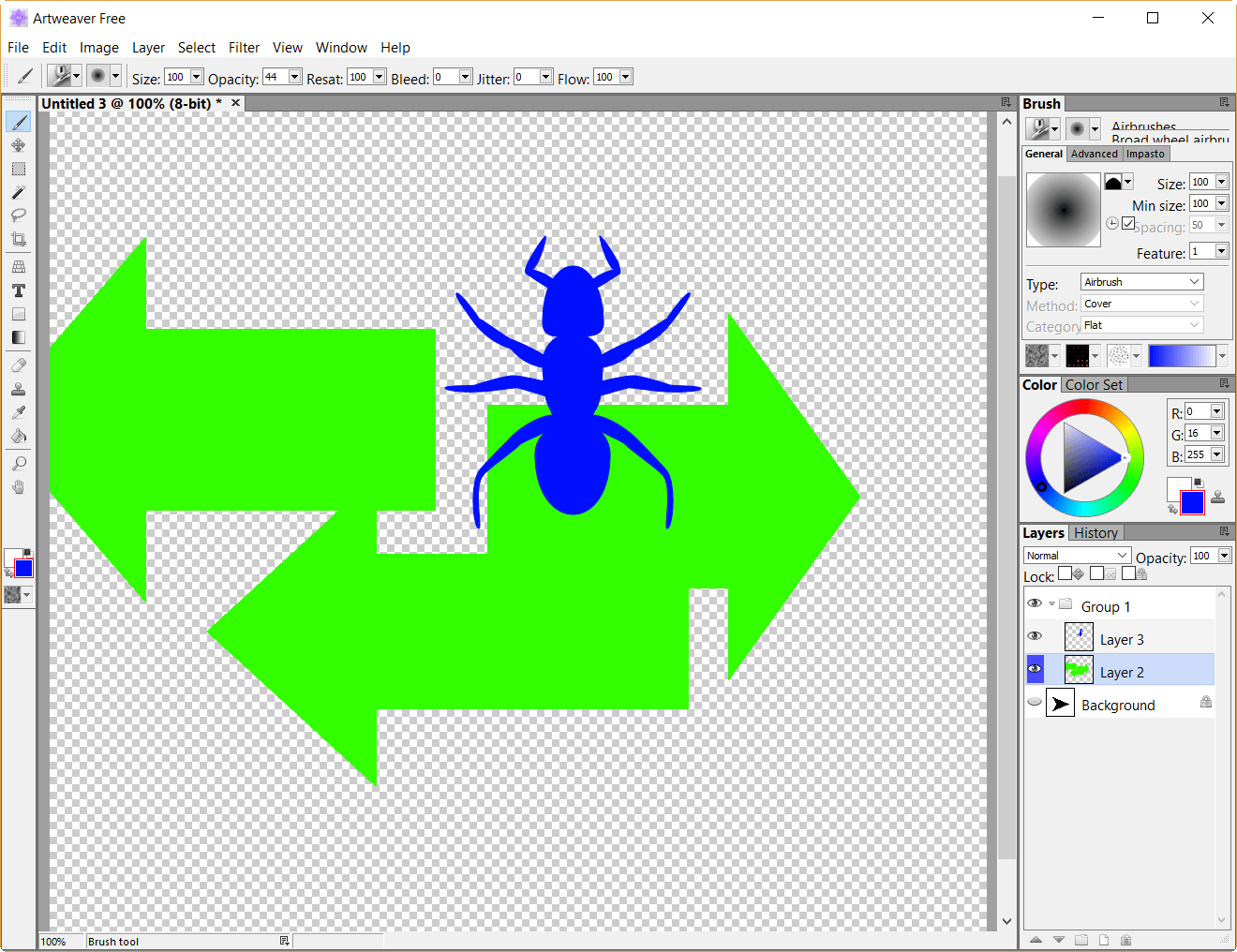 De interface van Artweaver doet erg veel denken aan die van Photoshop vroeger.
