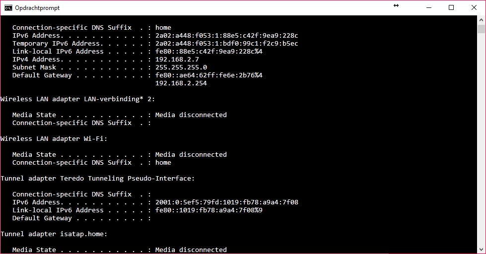 Tip 05 Ook je ip-adres achterhaal je snel met een commando.