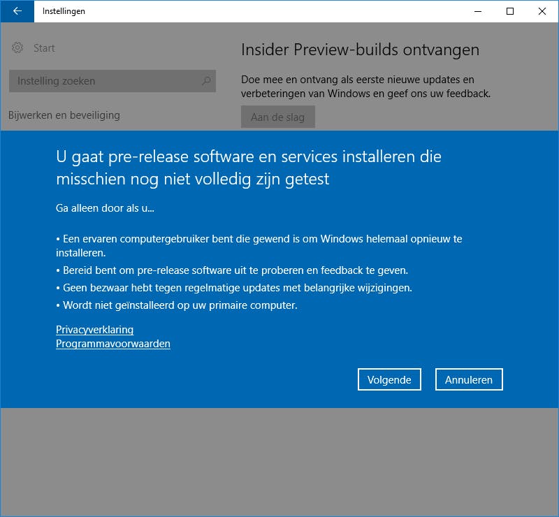 Tip 07 Weet je het heel zeker? Dan kun je akkoord gaan om je eerste build te ontvangen.