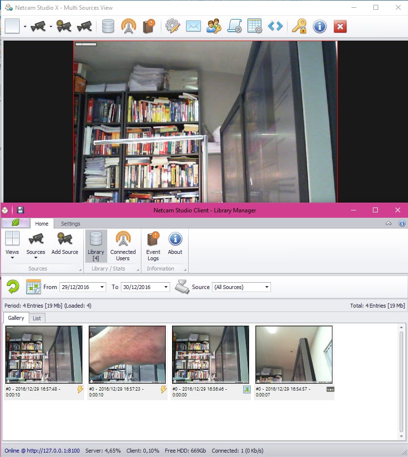 Tip 11 Bovenaan de servermodule; onderaan de beeldenbibliotheek vanuit een client.