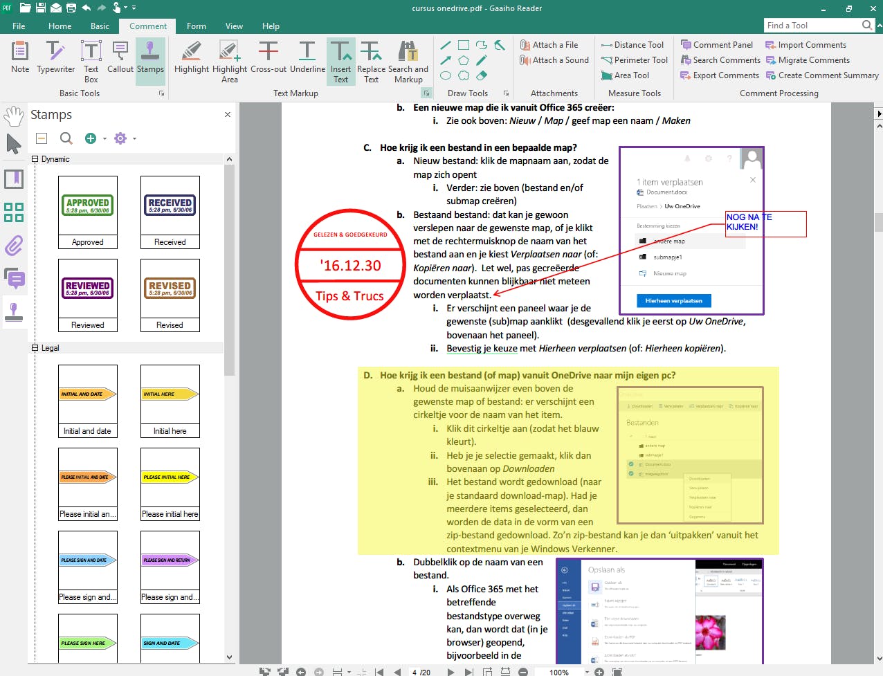 Tip 16 Je kunt pdf-documenten op allerlei manieren annoteren.