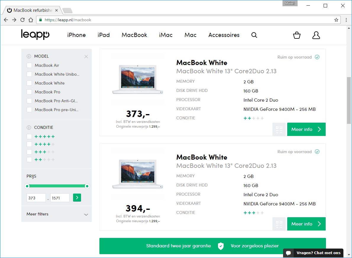 04 Refurbished MacBooks zijn in het algemeen een stuk goedkoper dan nieuwe producten.