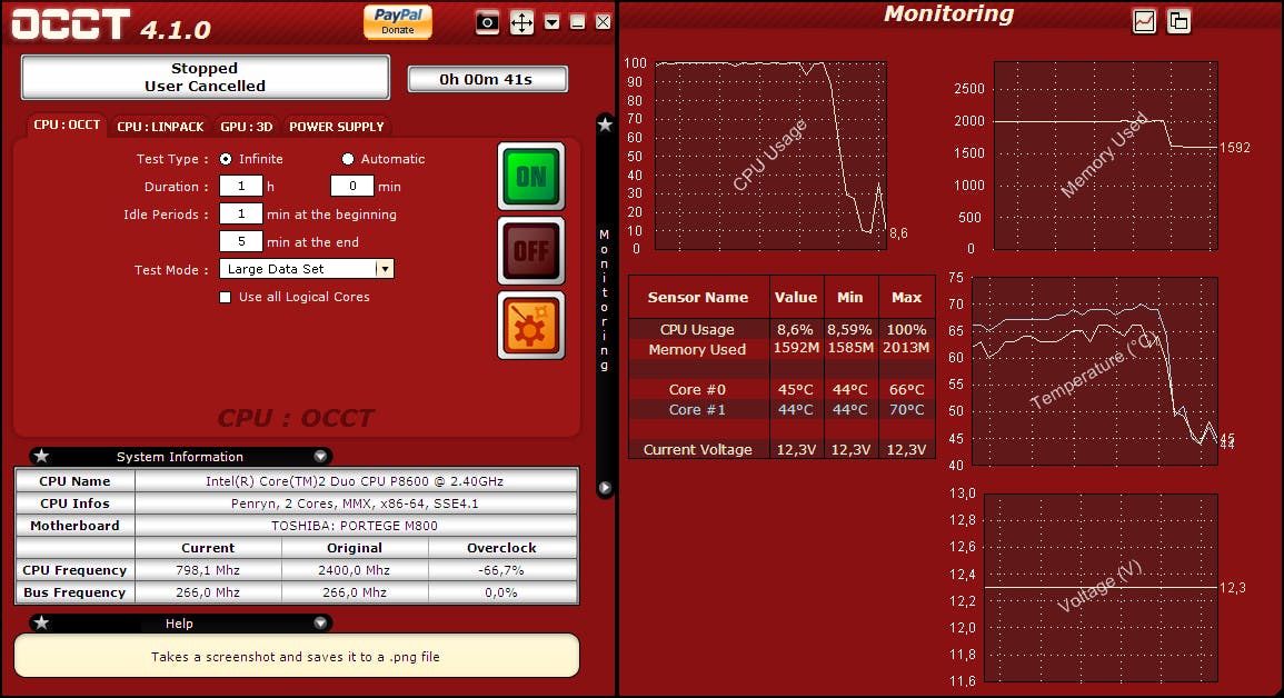 Het programma OCCT heeft een ingebouwde test voor de voeding, maar de kans is aanwezig dat je pc dat niet overleeft.