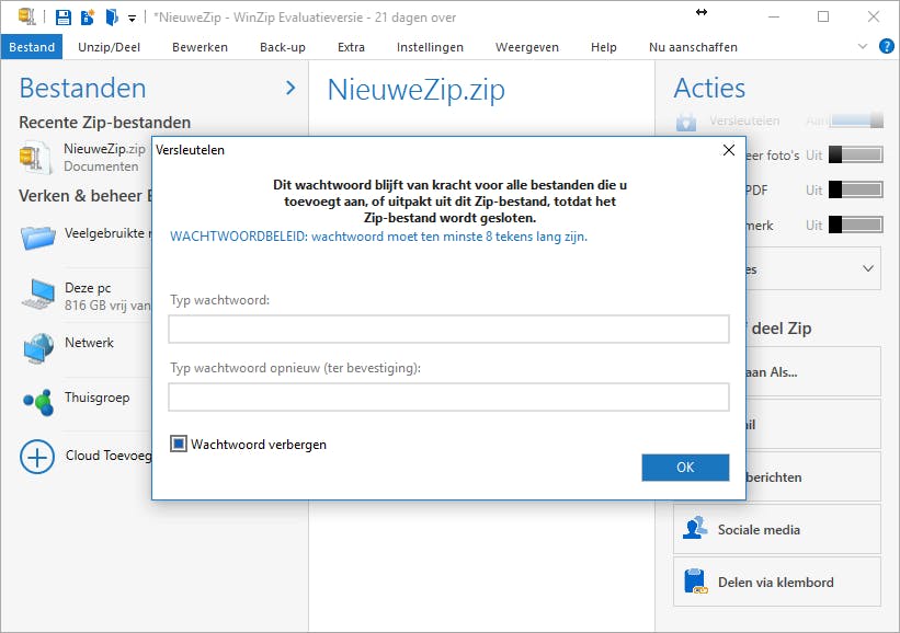 Tip 06 Zip-bestanden zijn eenvoudig te versleutelen met een wachtwoord, maar onthoud: je kunt er zelf ook niet meer bij zonder wachtwoord.