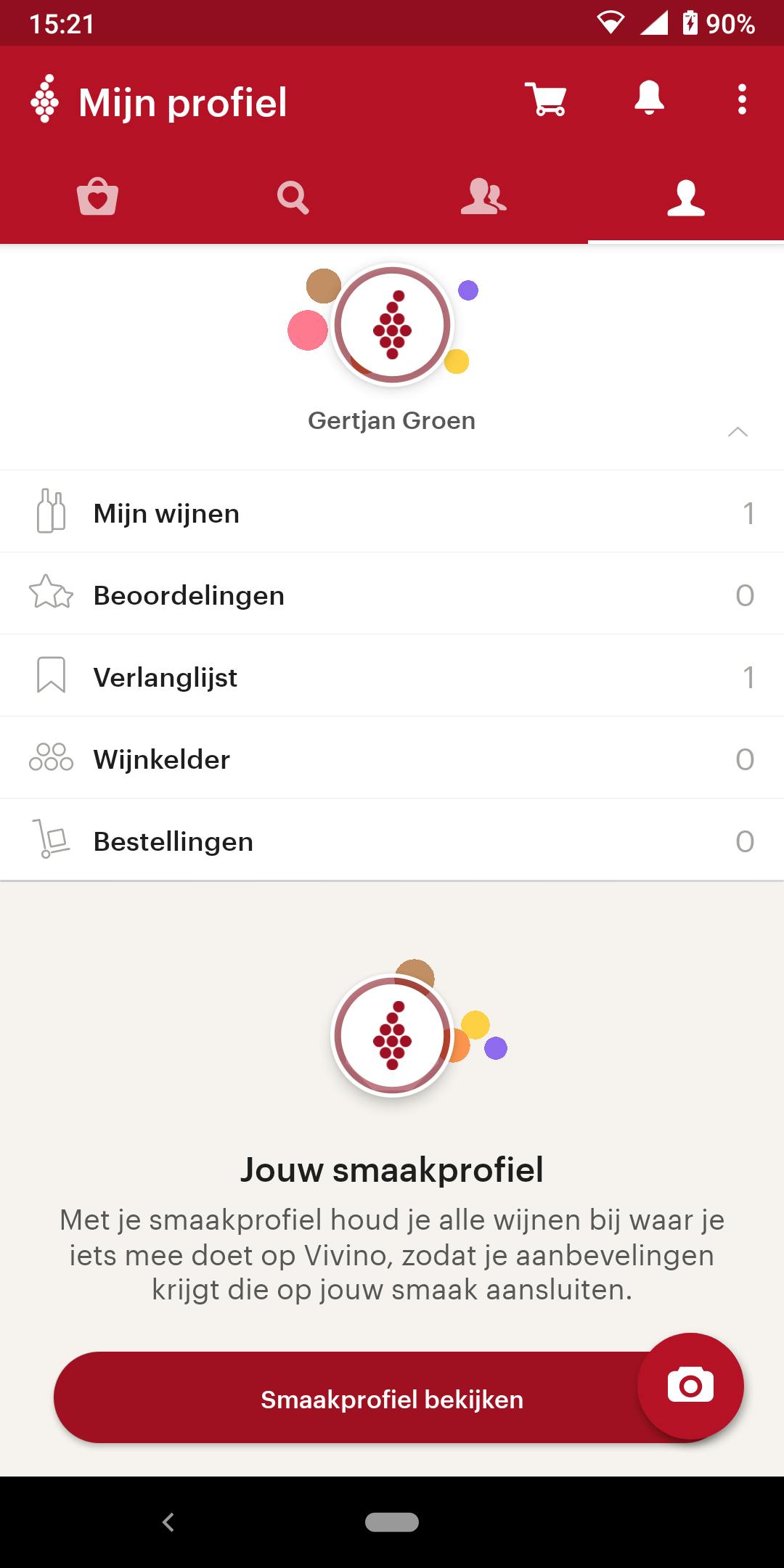De app toont desgewenst de inhoud van een eventuele wijnkelder.