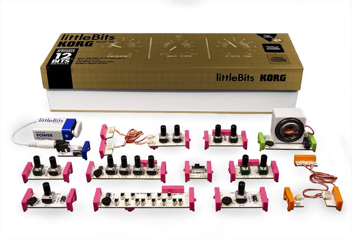 Met de modules van littleBits kun je bijvoorbeeld een synthesizer bouwen, een elektronisch muziekinstrument.
