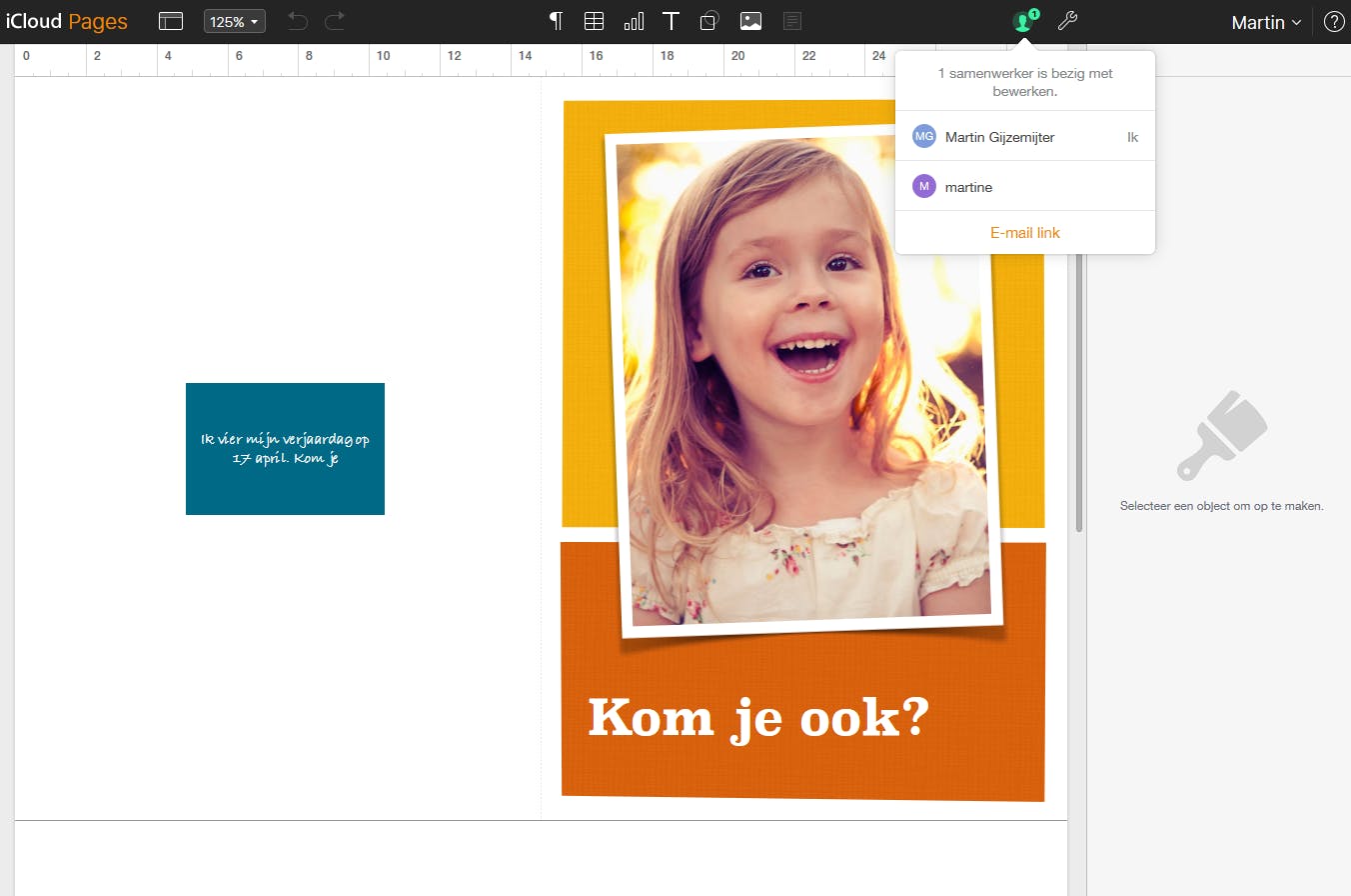 Wanneer de andere partij op de link klikt, kan er direct worden samengewerkt.
