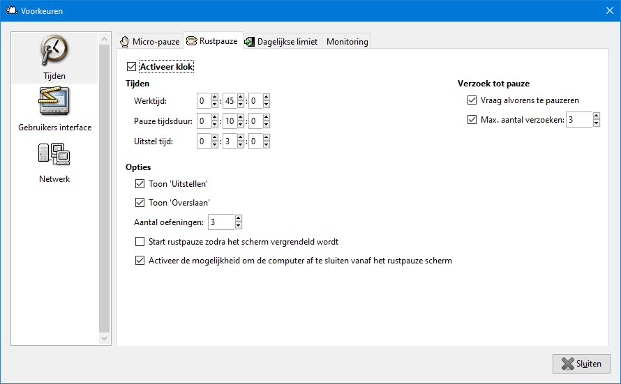 Tip 08 Ook Workrave laat zich nauwgezet afstemmen op wat je zelf zinvol acht.