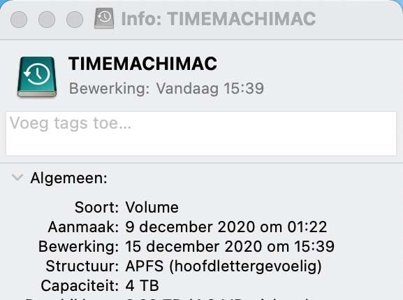 Maak met Time Machine een back-up voordat je macOS opnieuw installeert.