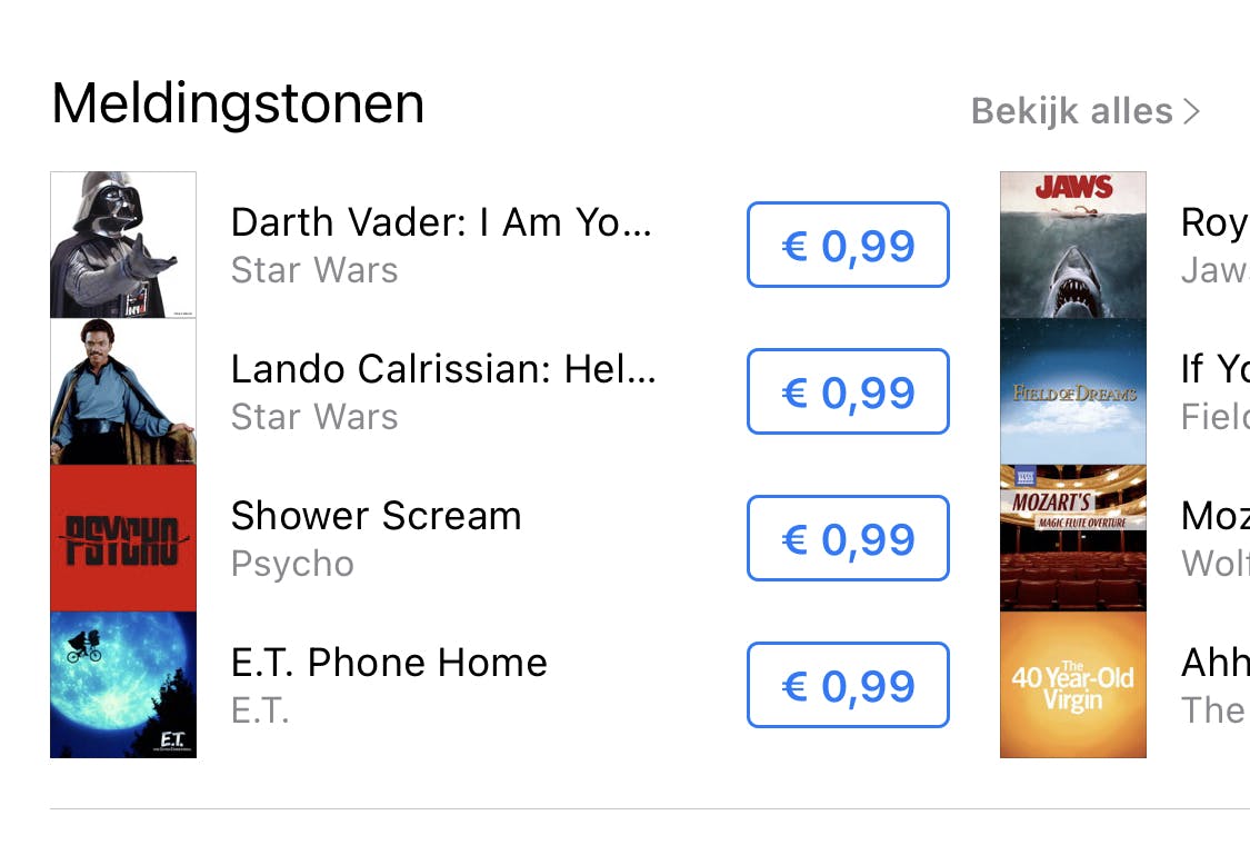 In de iTunes Store kun je meer ringtones kopen.