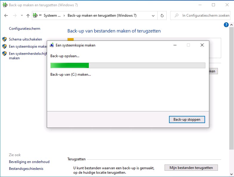 04 De systeemkopie wordt weggeschreven.
