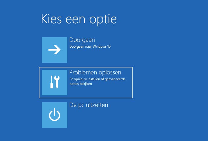 10 Klik op ‘Problemen oplossen’ voor de volgende stap van de herstelprocedure.