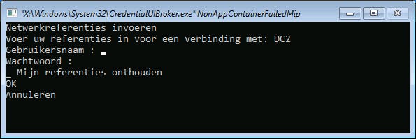15 Via een commandoscherm voer je een gebruikersnaam en wachtwoord voor de netwerklocatie in.