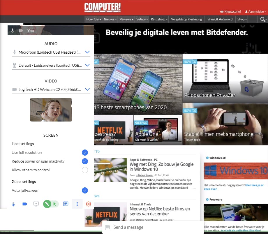 Terwijl je met elkaar videochat kun je het scherm overnemen.