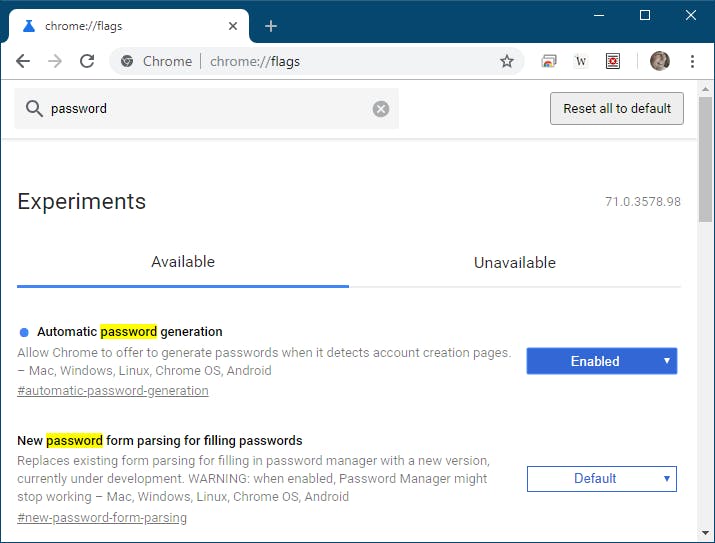 Browsers hebben vaak een beperkte wachtwoordbeheerder. Bij Chrome zit bijvoorbeeld de ingebouwde wachtwoordgenerator nog in experimentele fase.