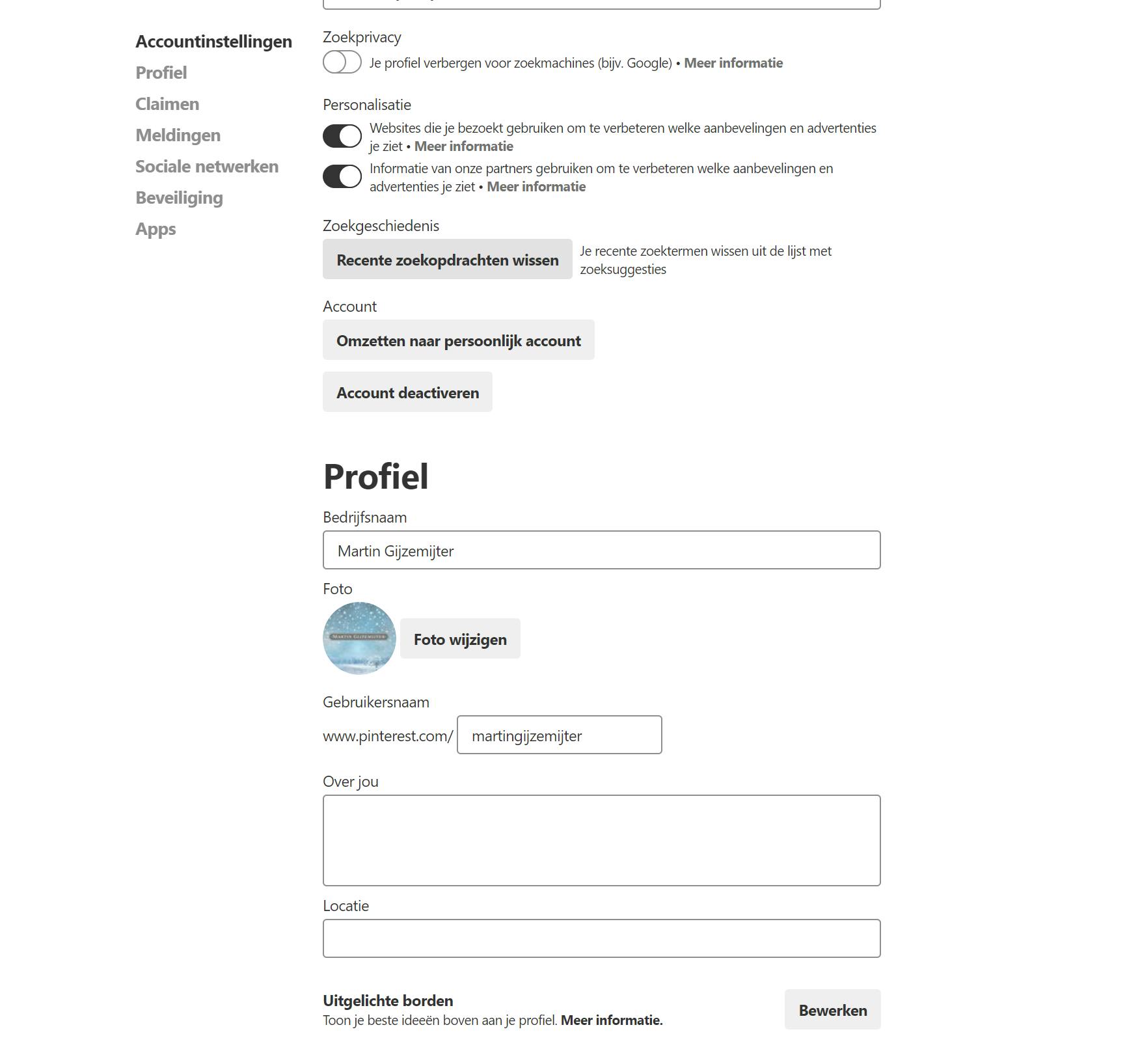 Advertenties uitschakelen op Pinterest kan niet meer, de personalisatie uitzetten wel.