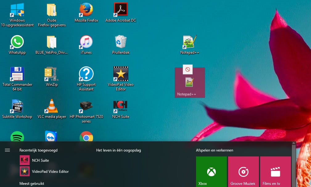 Maak een tegel aan en sleep deze naar het bureaublad als snelkoppeling.