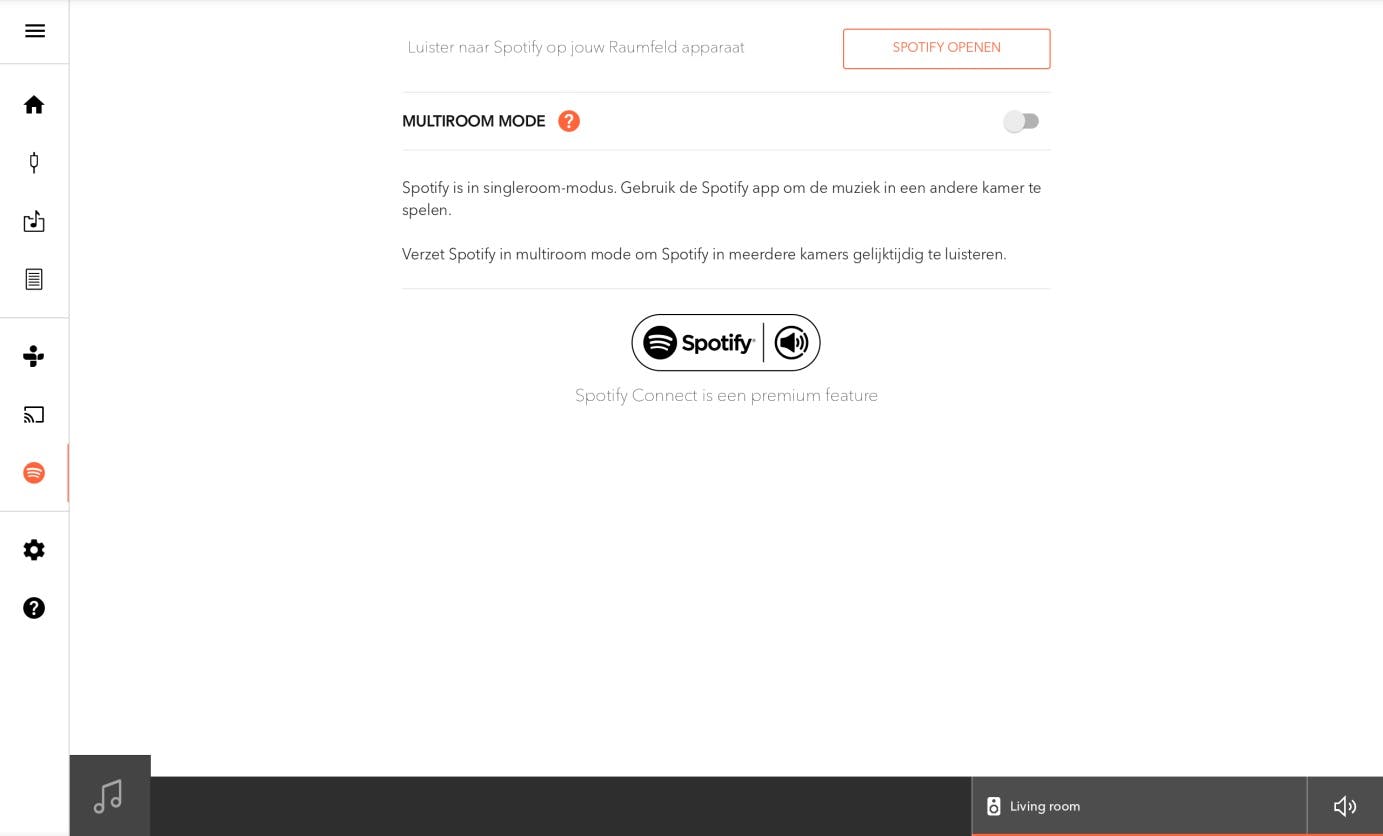 Spotify via de Raumfeld app op de Soundbar afspelen