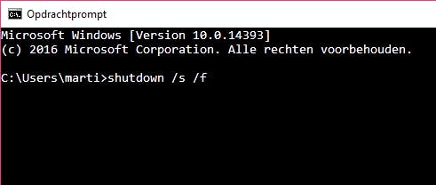 Tip 09 Je kunt zelfs heel Windows sluiten met een commando.