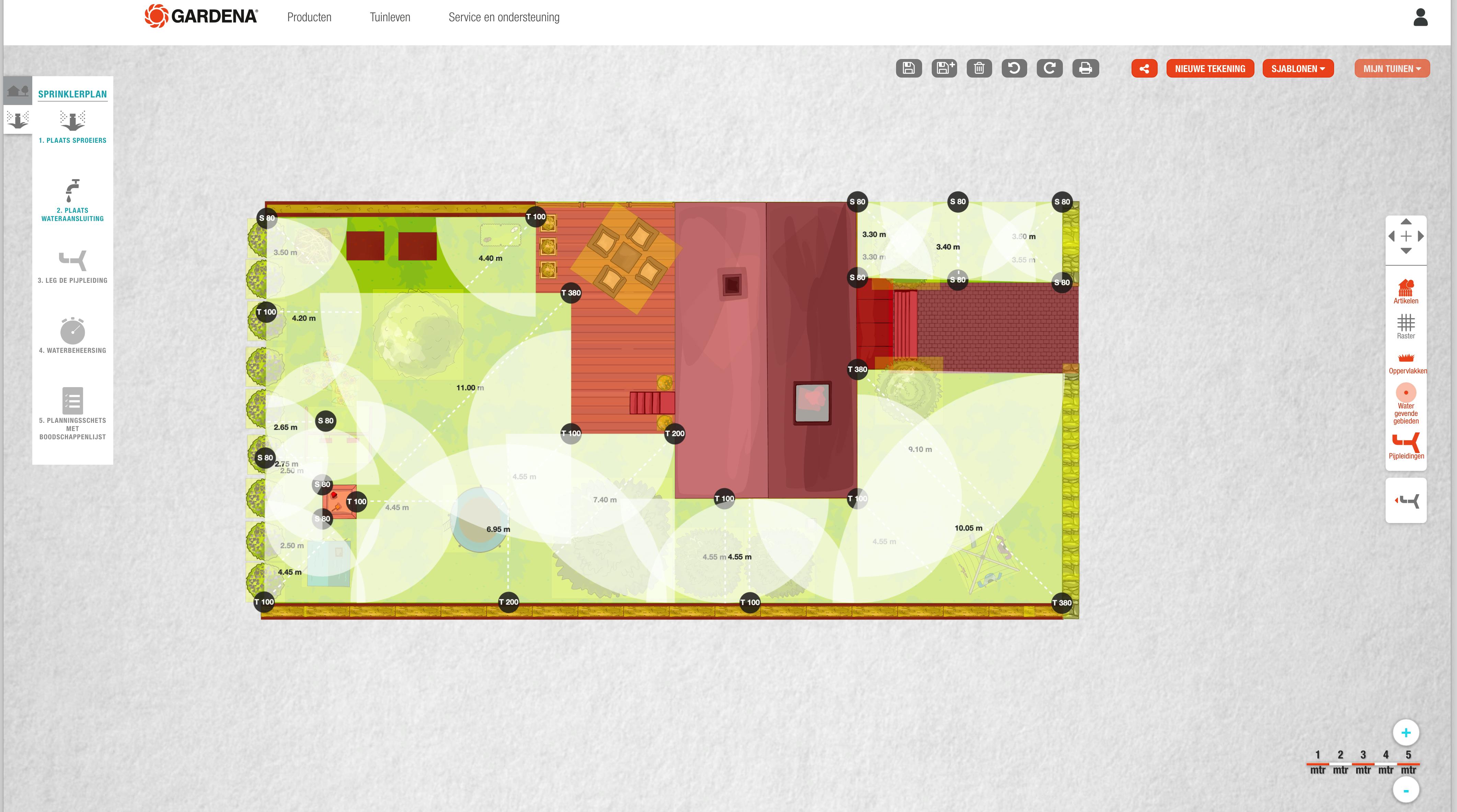 Tip 02 Het sprinklerplan toont hoe je de leidingen legt en waar je de verschillende sproeiers installeert.