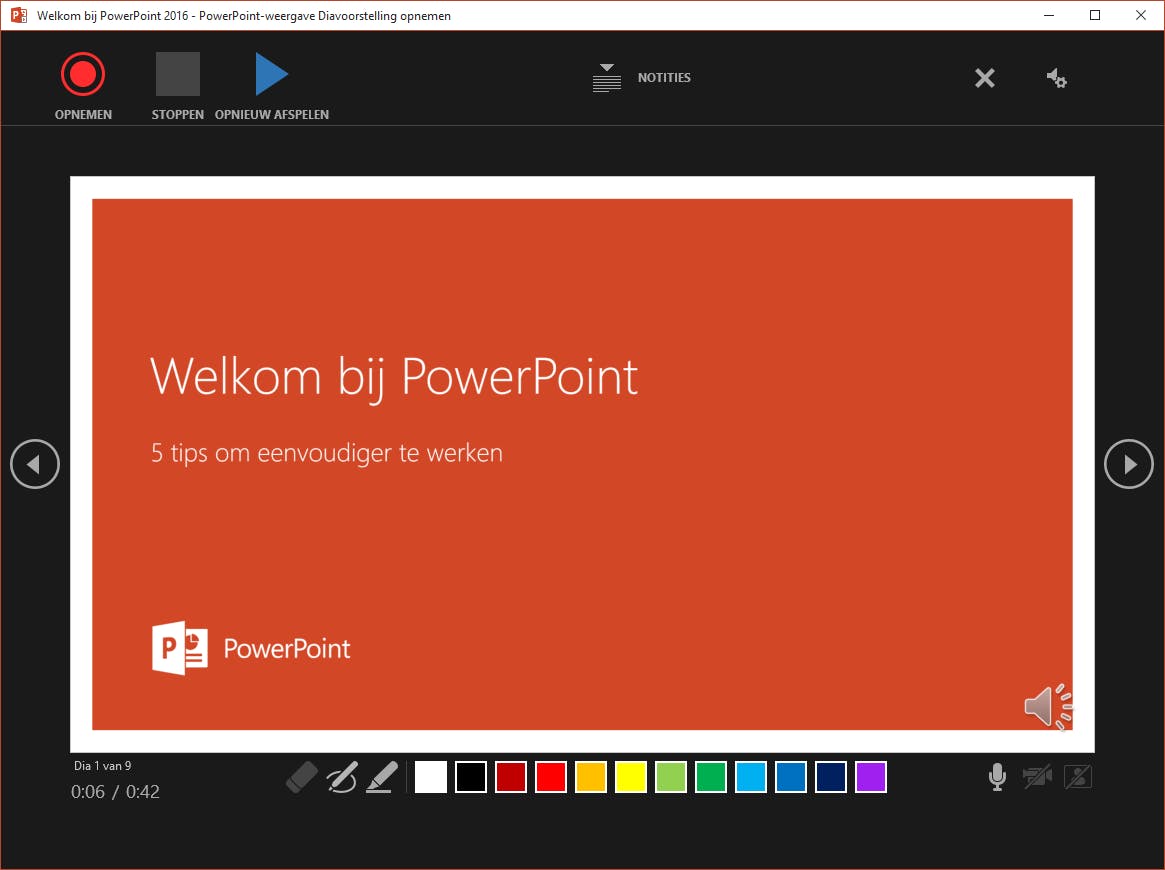 Tip 07 Maak in PowerPoint van je presentatie een video met ingesproken tekst.