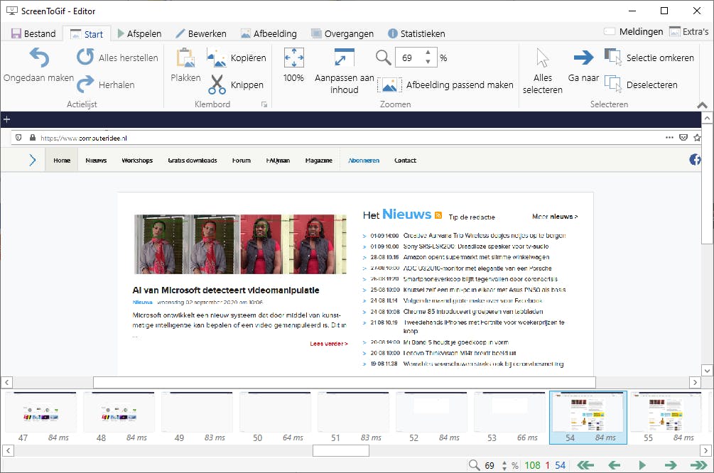 Tip 08 Met ScreenToGif kun je je scherm opnemen en daarna bewerken.