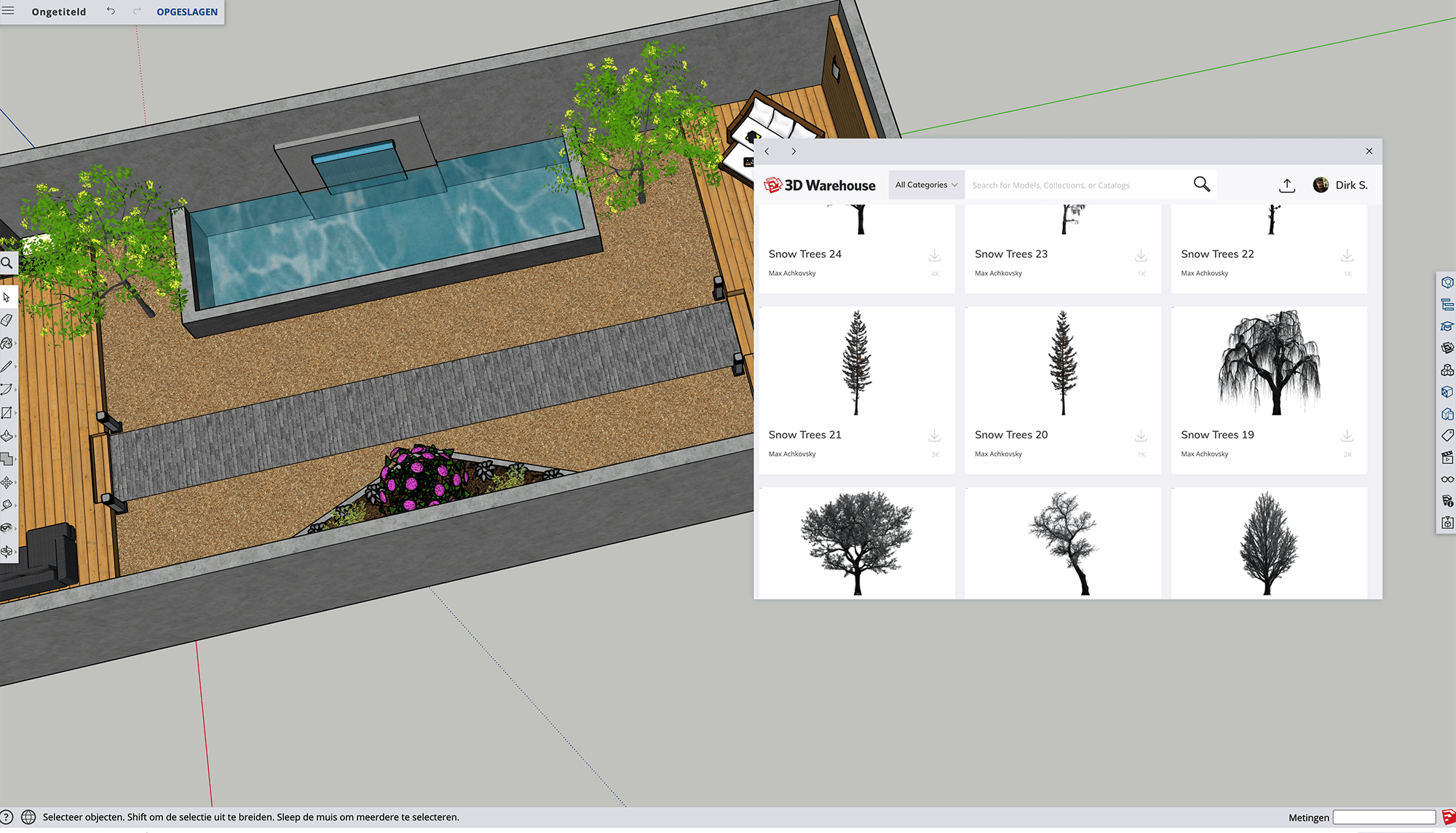 Tip 07 Met SketchUp kun je een eenvoudig overzicht van je tuininrichting maken.