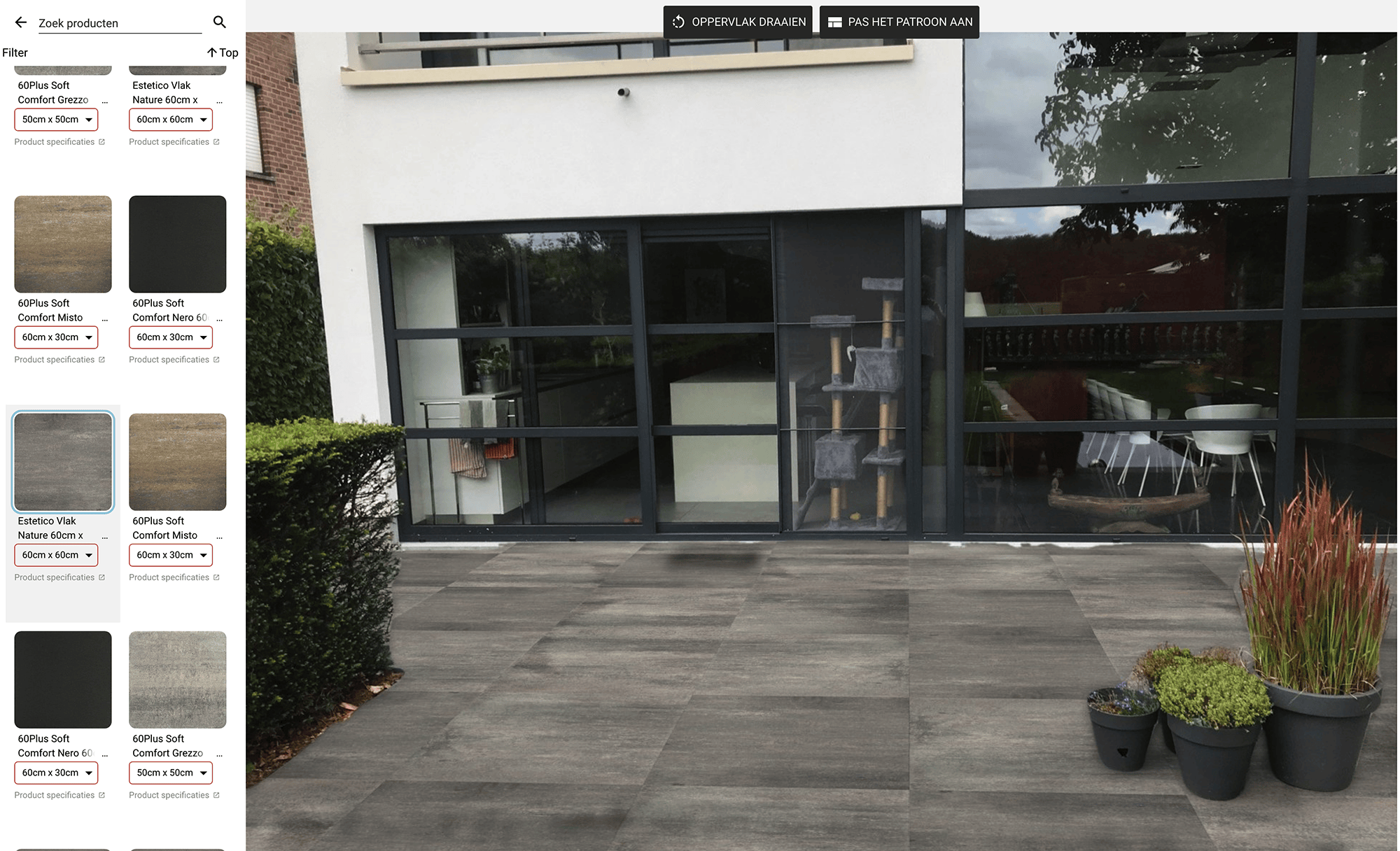 Tip 08 Het online programma vult de terrasfoto in met de gekozen tegels.