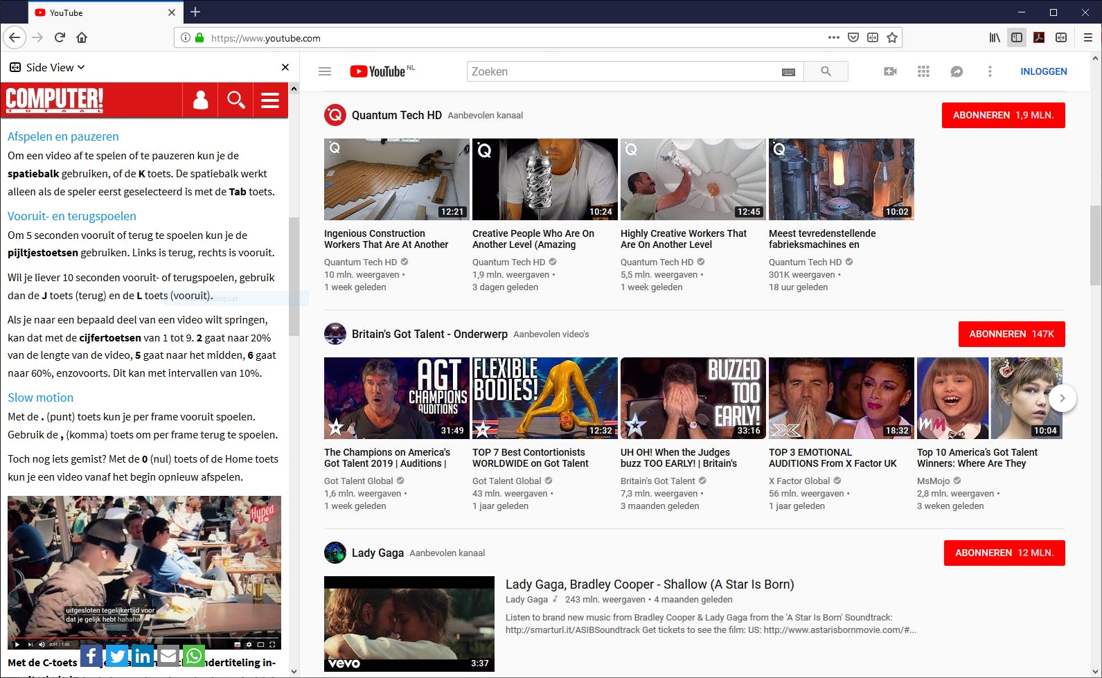 Dankzij het deelvenster links kun je sites nu naast elkaar bekijken in één venster.