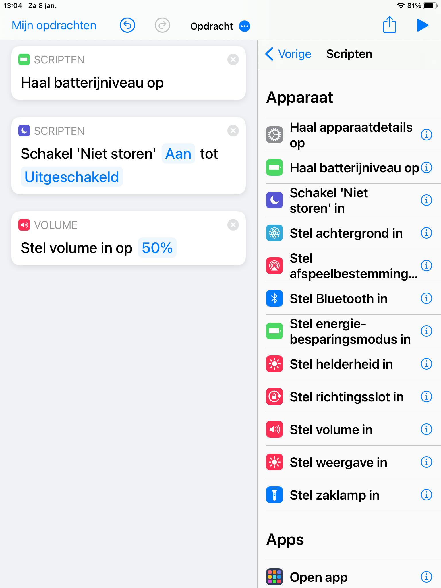 Gebruik de taken uit de rechterkolom om zelf een snelkoppeling samen te stellen.