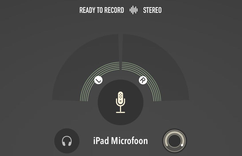 De knop rechtsonder regelt het opnamevolume.