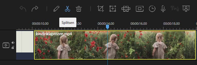 Sleep de spoorknop naar het juiste frame en klik op het schaartje.