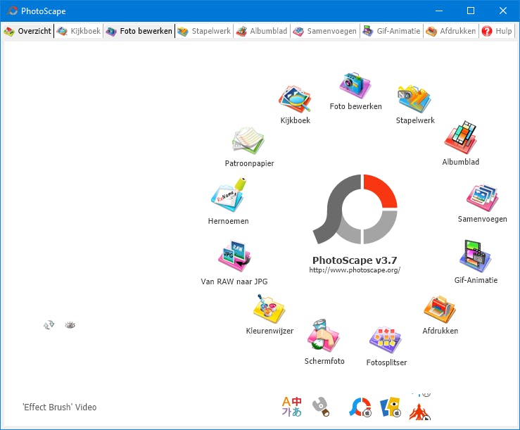 De interface van PhotoScape 3.7 oogt uit de vorige eeuw.