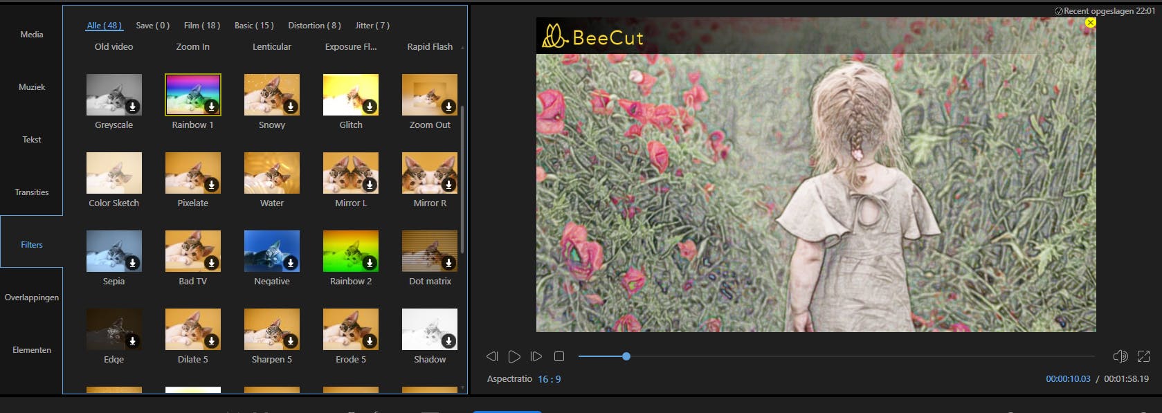 Hiermee lijkt de film met kleurpotlood getekend.