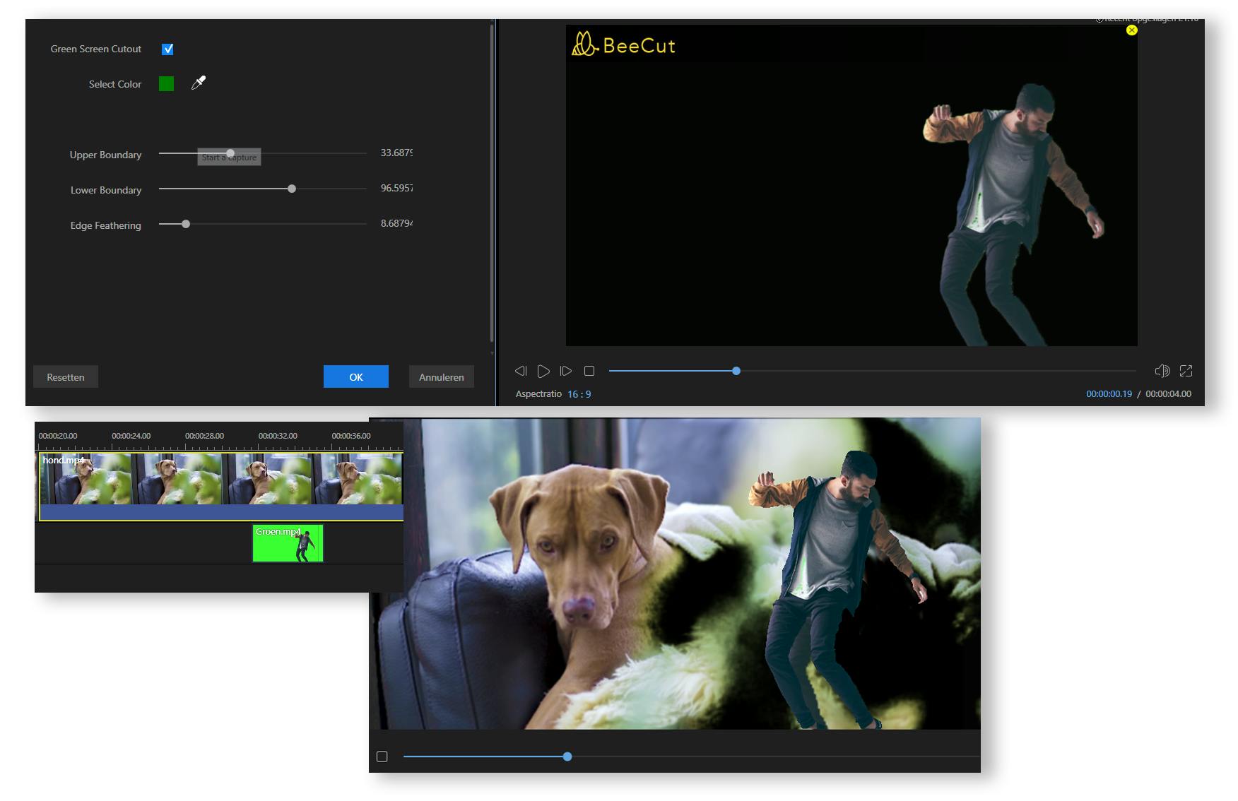 Met green screen plaats je een object uit een clip tegen een nieuwe video-achtergrond.