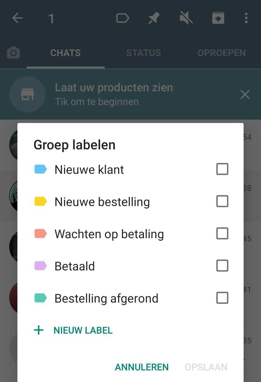 Labels Whatsapp Business