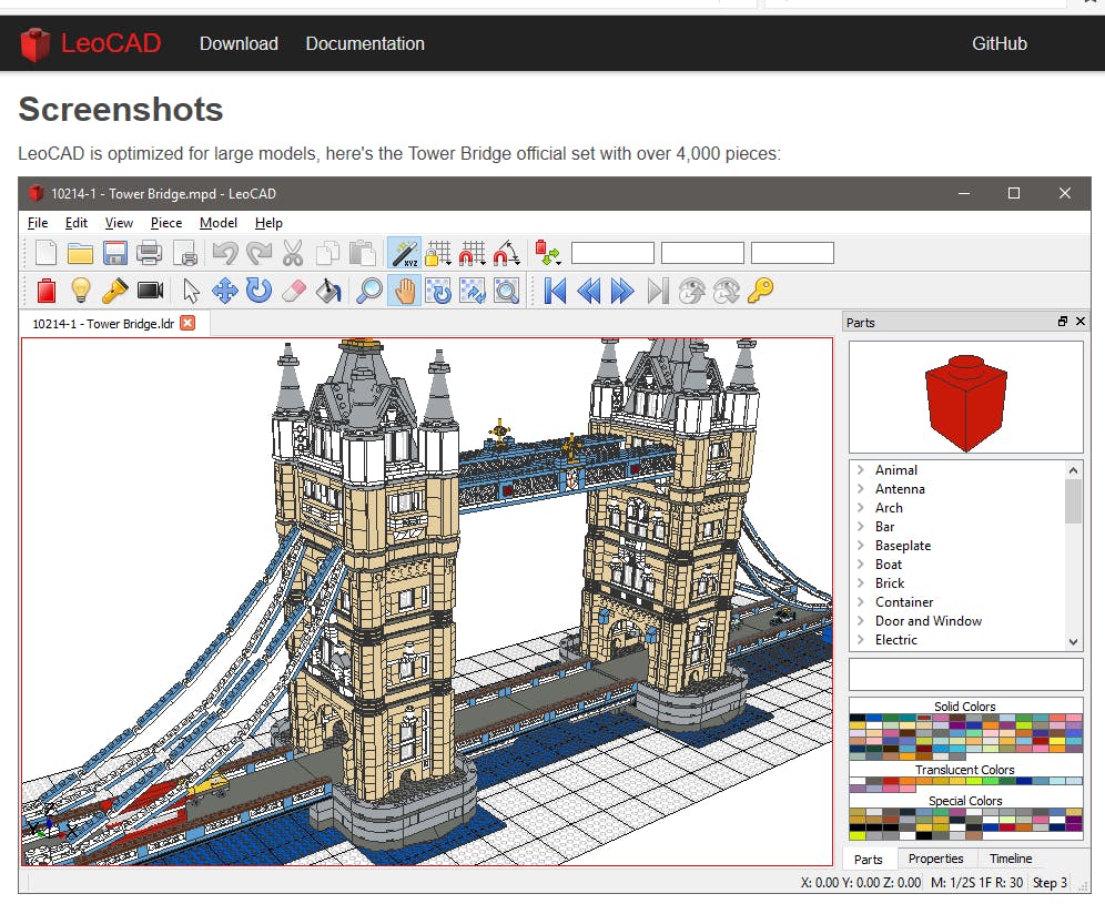 Tip 01 Op de homepage van LeoCAD zie je de Londense Tower Bridge, gebouwd met vierduizend virtuele blokjes.