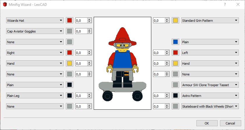 Met de wizard stel je zelf een lego-poppetje samen.