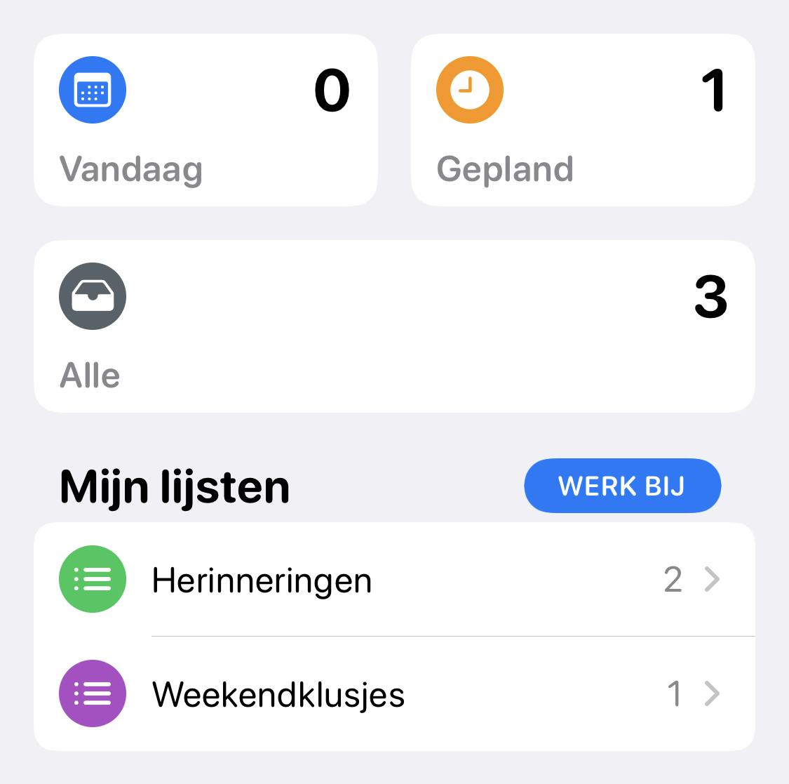 De vernieuwde interface van de Herinneringen-app.