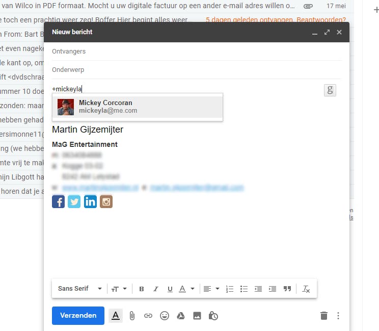 Tip 08 Je kunt eenvoudig ontvangers toevoegen door een plusteken en de naam erachter te typen.