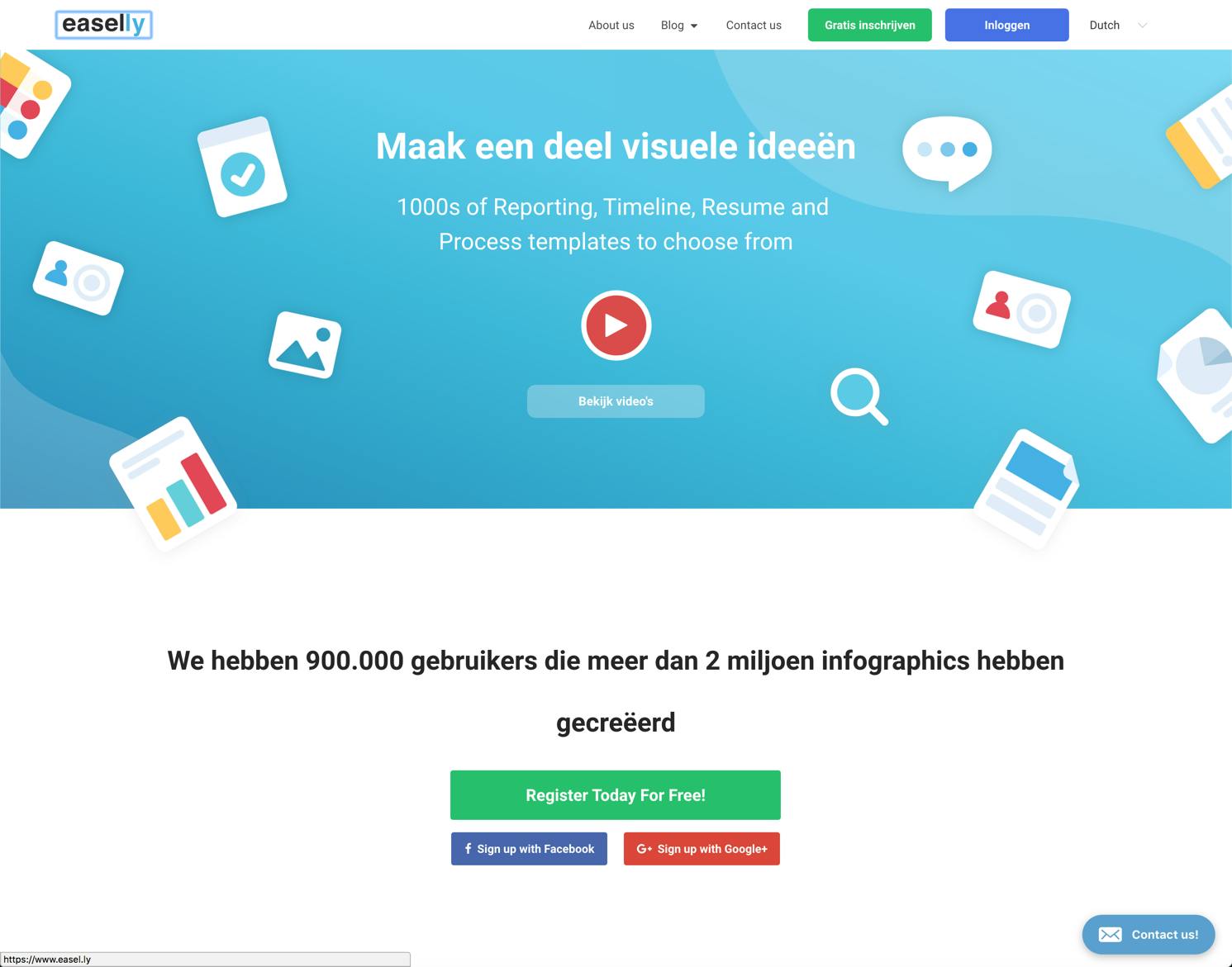 Je kunt een account aanmaken of snel inloggen met je Facebook- of Google-account.