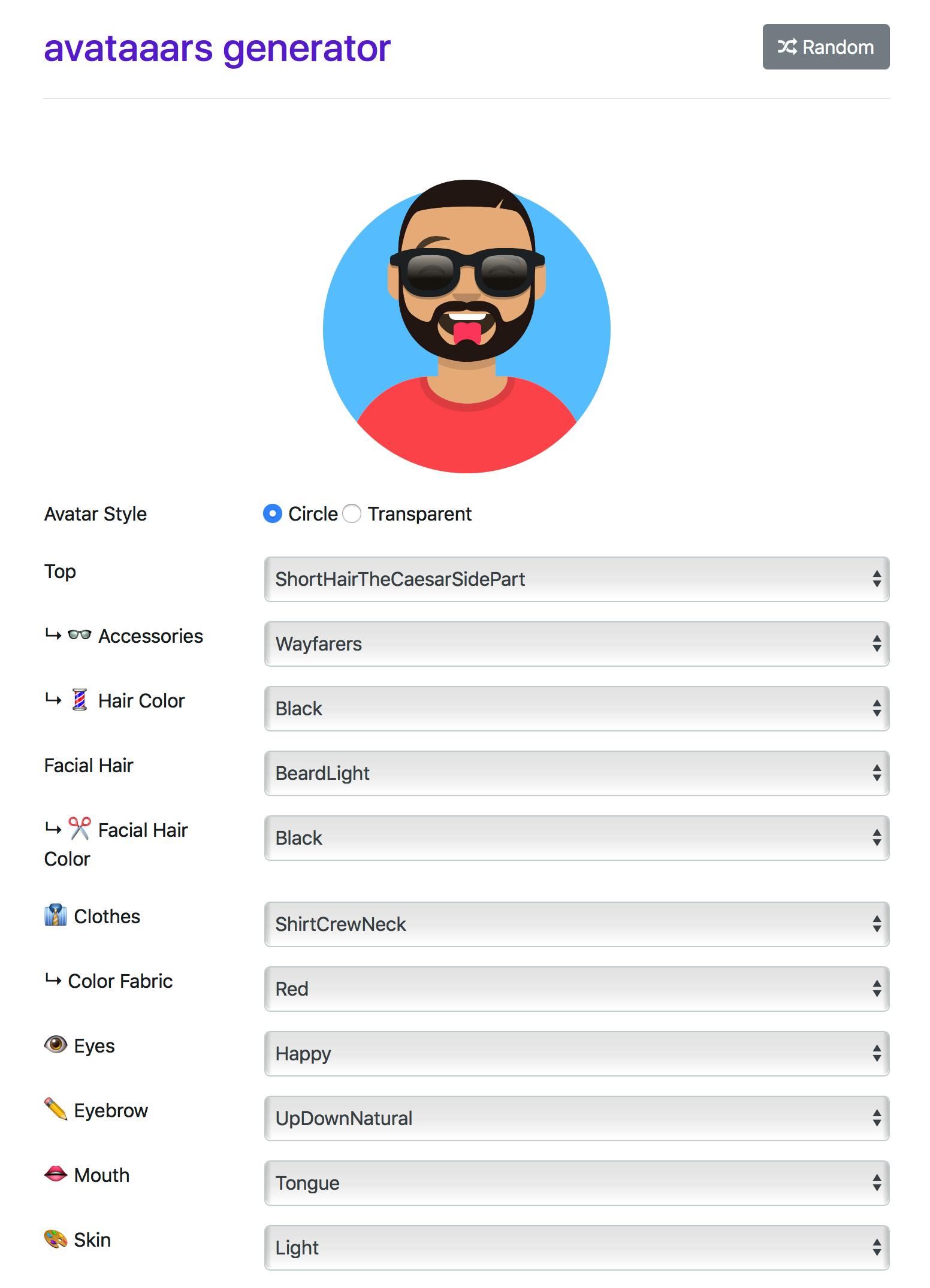 Door de keuzes van boven naar beneden te maken, krijgt de avatar de juiste vorm.