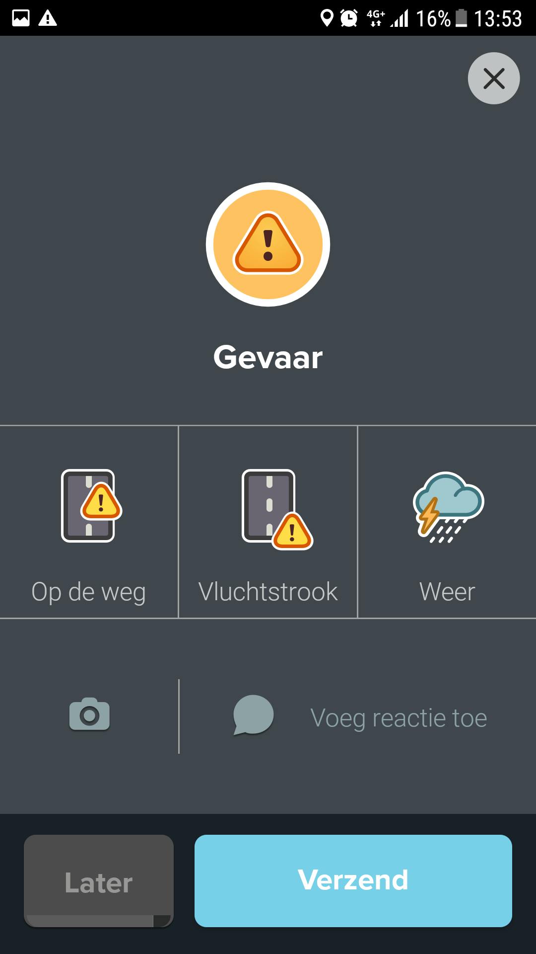 Tip 04 Als je ergens gevaar opmerkt, kun je andere Wazers daarvan op de hoogte stellen.