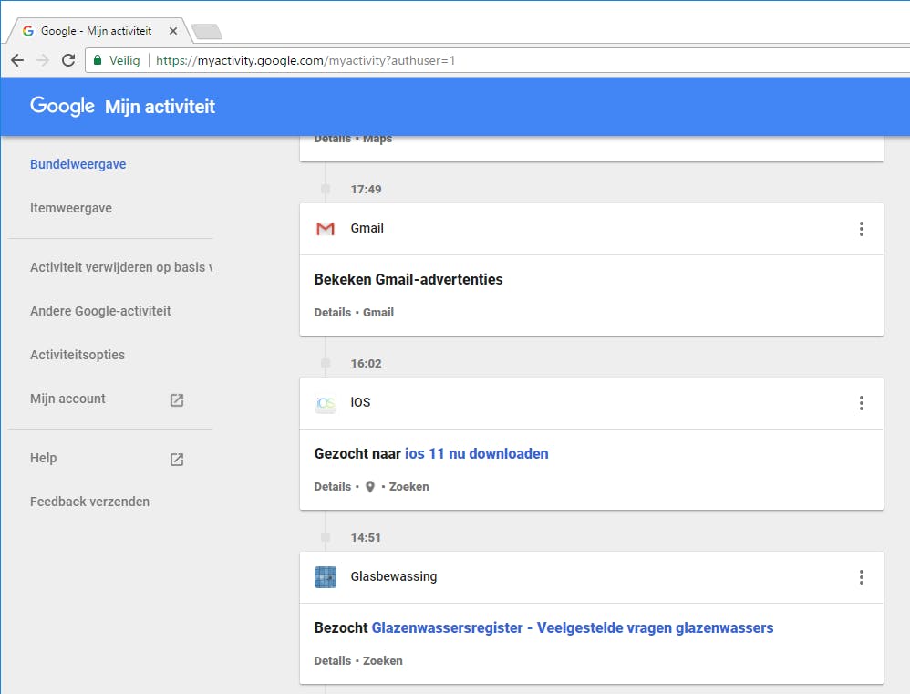 Google vergeet niets, alle zoekopdrachten die je hebt ingetypt zijn terug te vinden.