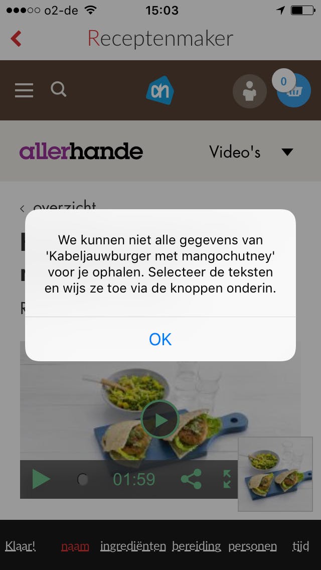 Bij sommige recepten moet je even handmatig wat dingen selecteren.