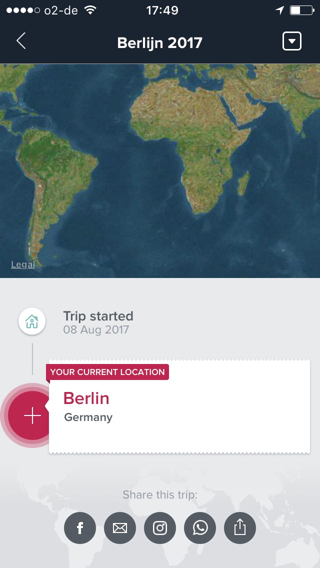 Je ziet wanneer je trip begint en kunt nu stappen toevoegen.