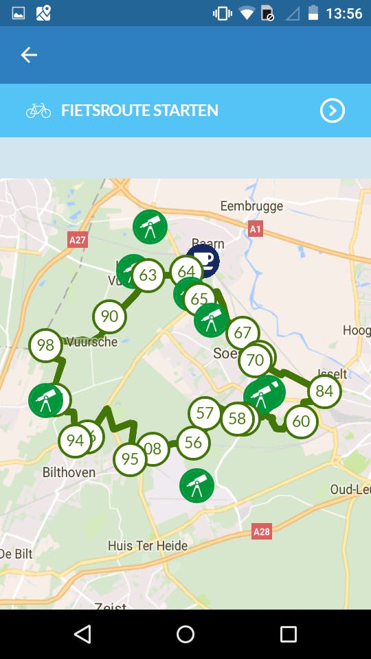 Tip 07 In de app zie je meteen bij welke knooppunten je een kopje koffie kunt drinken.