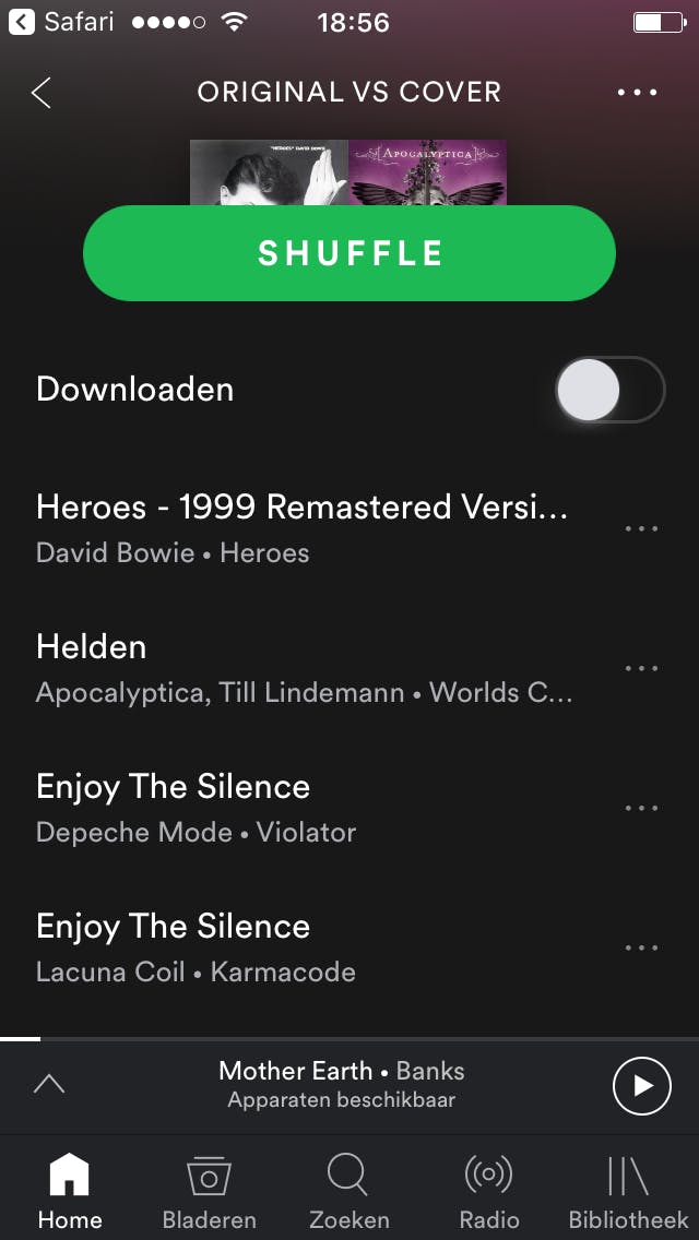 De afspeellijst wordt in Spotify geopend.